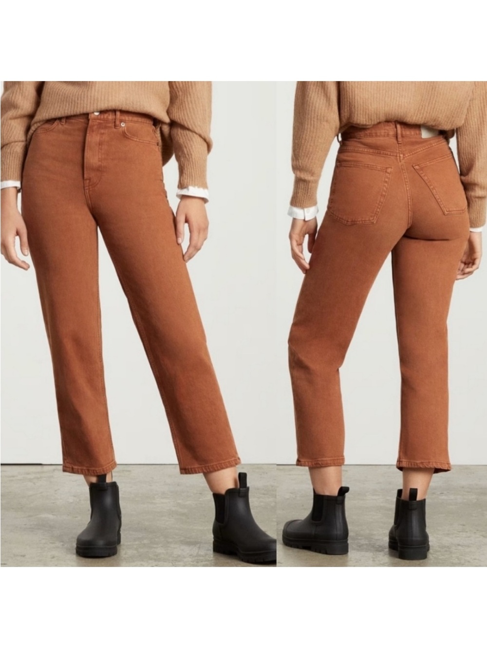 Everlane High-Rise Cropped Jeans in Rust